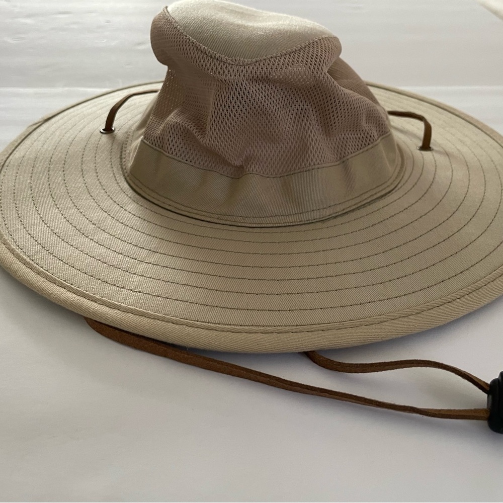 Peter Grimm Cotton Wide Brim Safari Hat with Strap Tan/Camel NWT New! Unisex